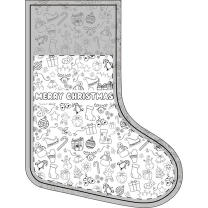 Color-in Christmas stocking, kids coloring activity stocking with name - view 2