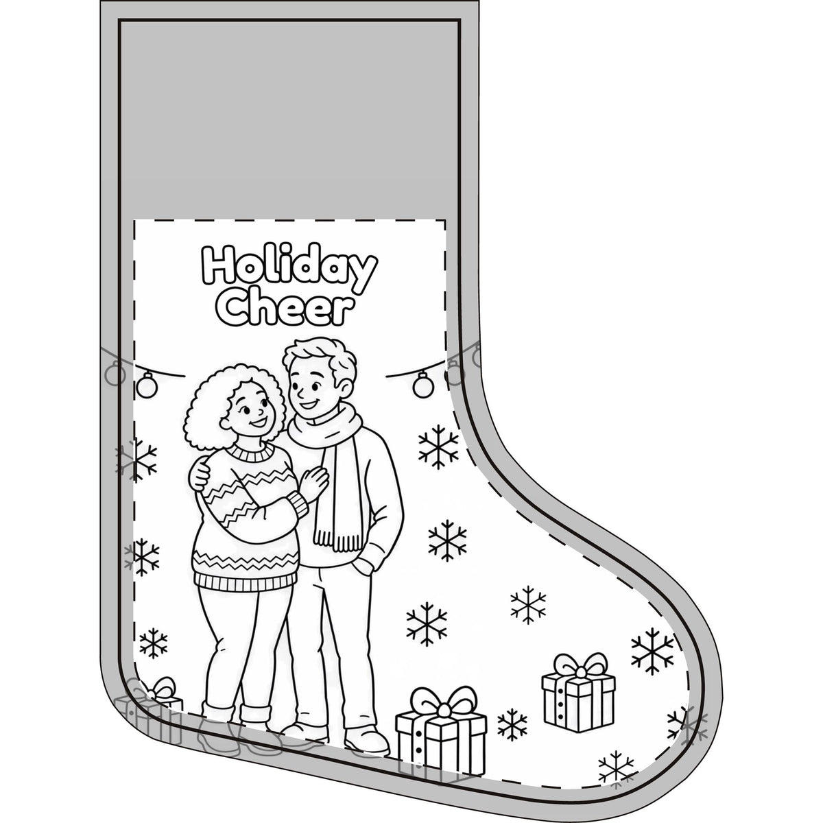 Color-in Christmas stocking, kids coloring activity stocking with name - view 3