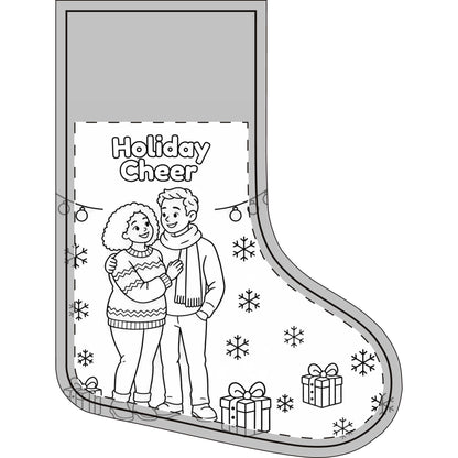 Color-in Christmas stocking, kids coloring activity stocking with name - view 3