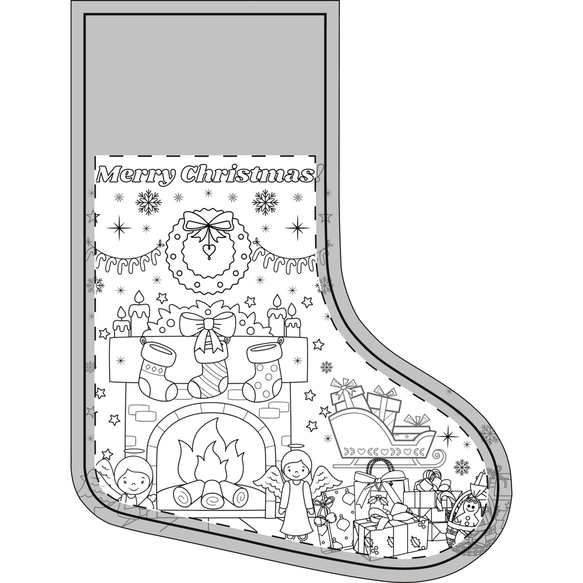 Color-in Christmas stocking, kids coloring activity stocking with name - view 4
