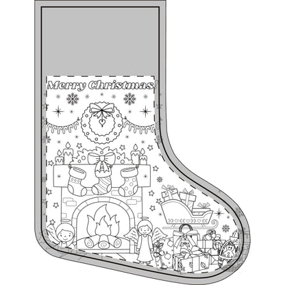 Color-in Christmas stocking, kids coloring activity stocking with name - view 4