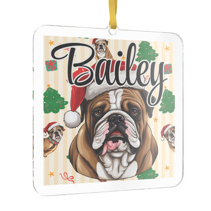 Santa Pet Photo Name Ornament