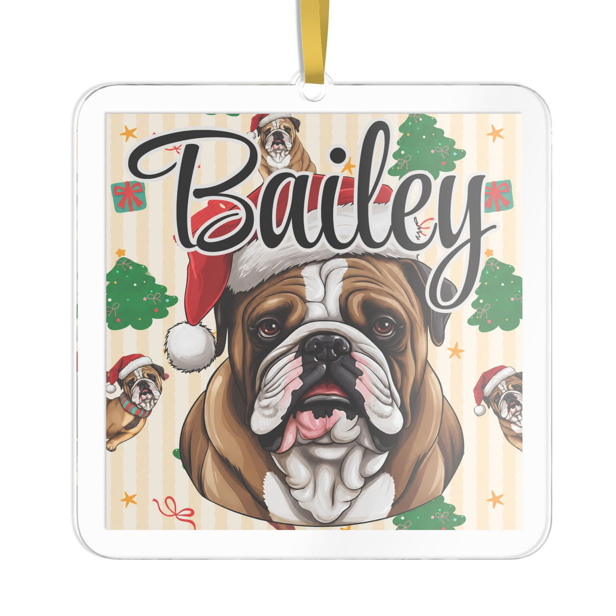 Santa Pet Photo Name Ornament