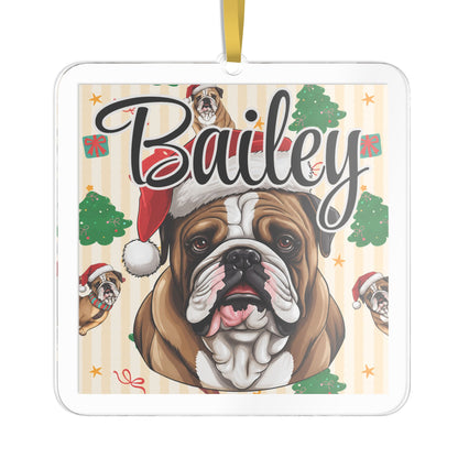 Santa Pet Photo Name Ornament