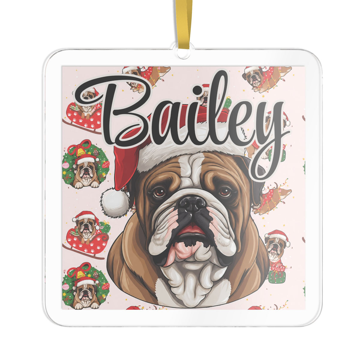 Santa Pet Photo Name Ornament