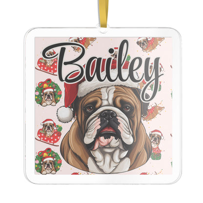 Santa Pet Photo Name Ornament