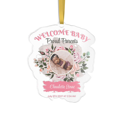 Welcome Baby Photo Name Date Ornament