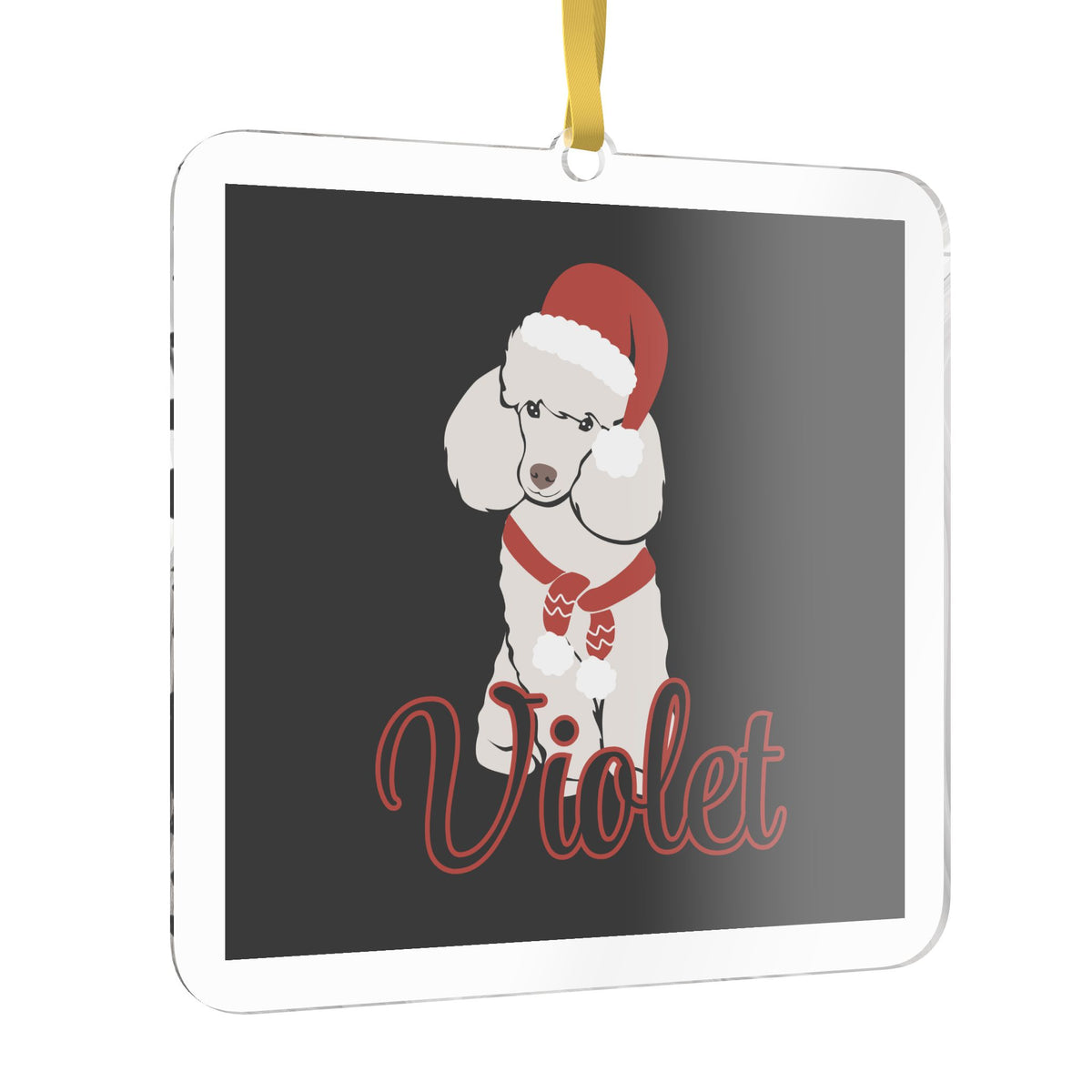 Black Santa Pet Photo Name Ornament