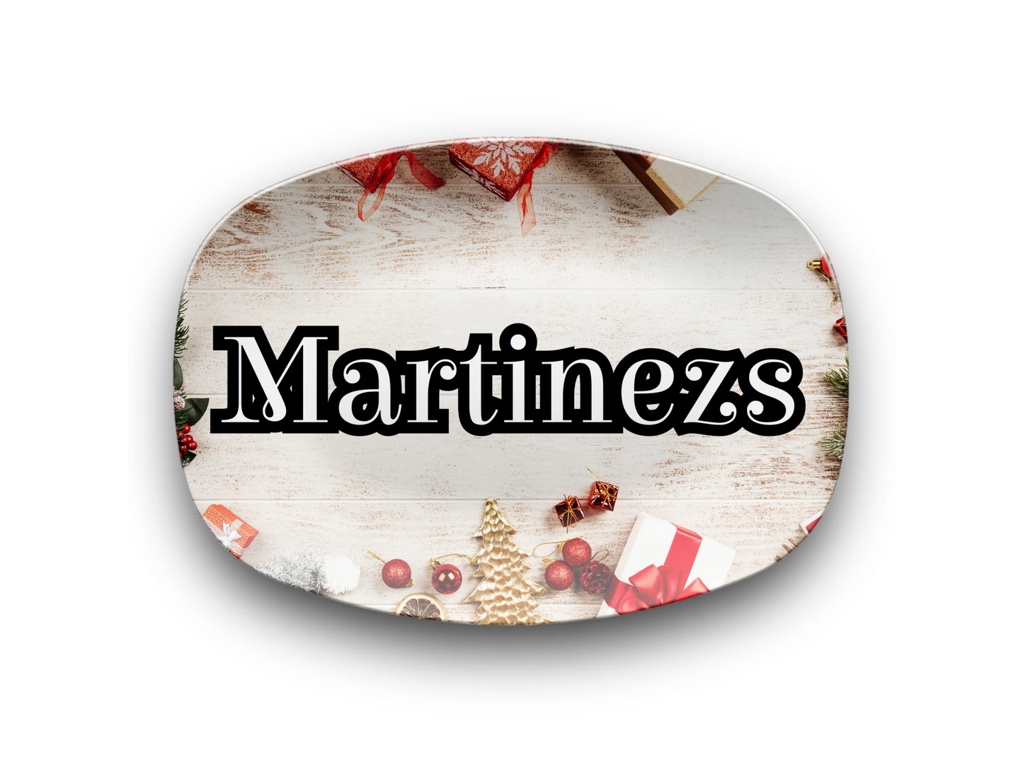 Christmas Wood Look Name Platter