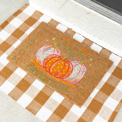 Take Me Bright Pumpkins Names Doormat