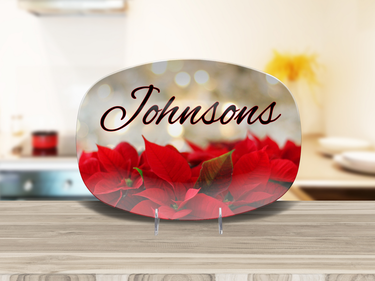 Poinsettas Name Platter