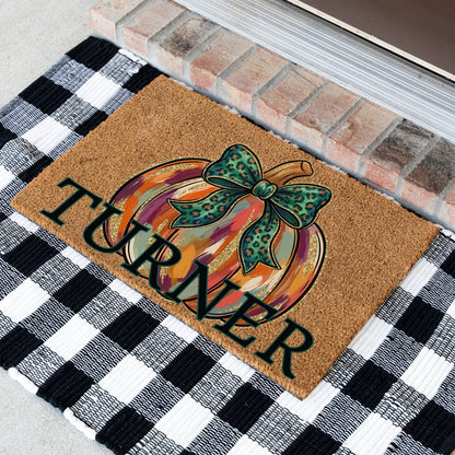 "Glitter" Pumpkin Name UV Printed Doormat