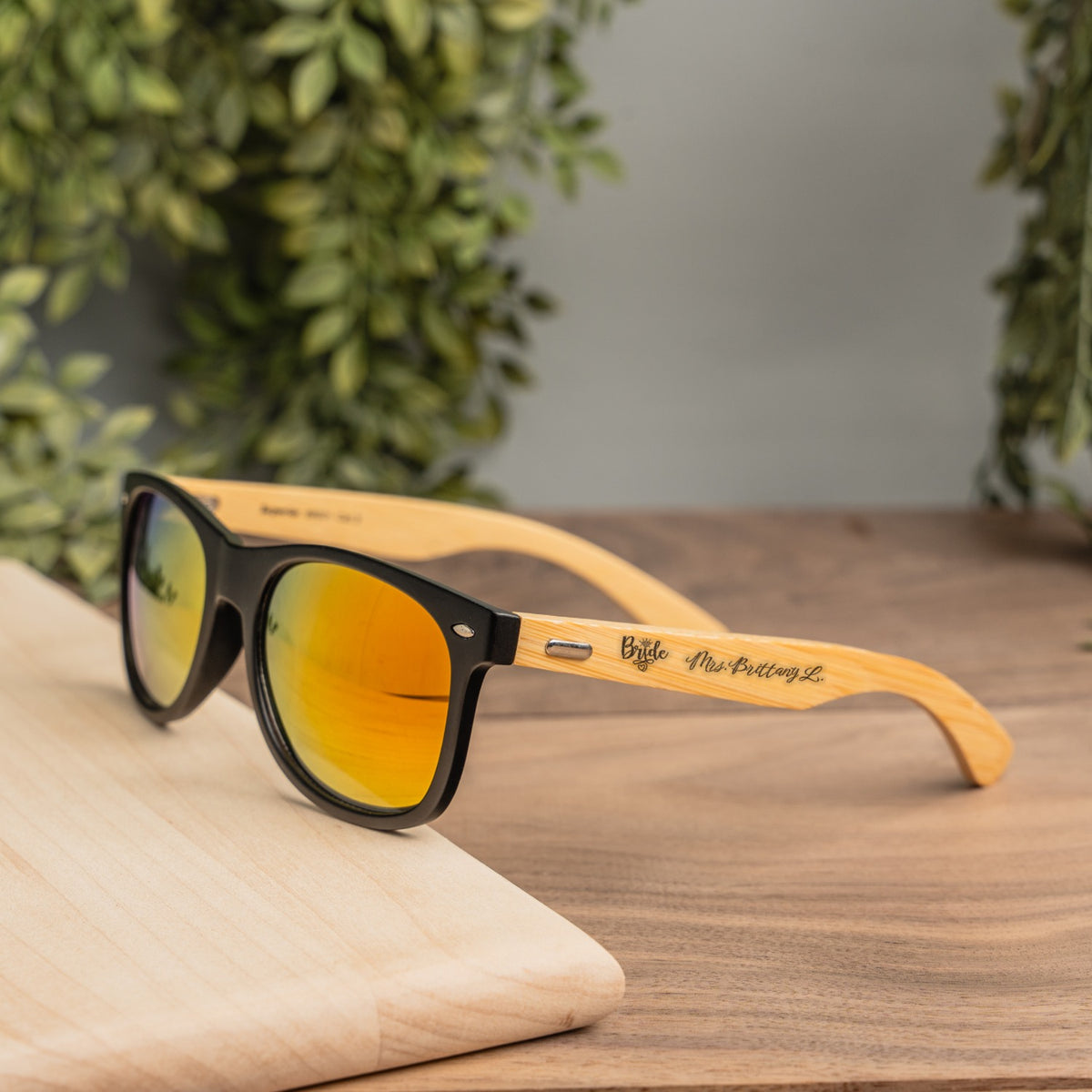 Wedding Party Bamboo Frame Sunglasses - Laser Engraved