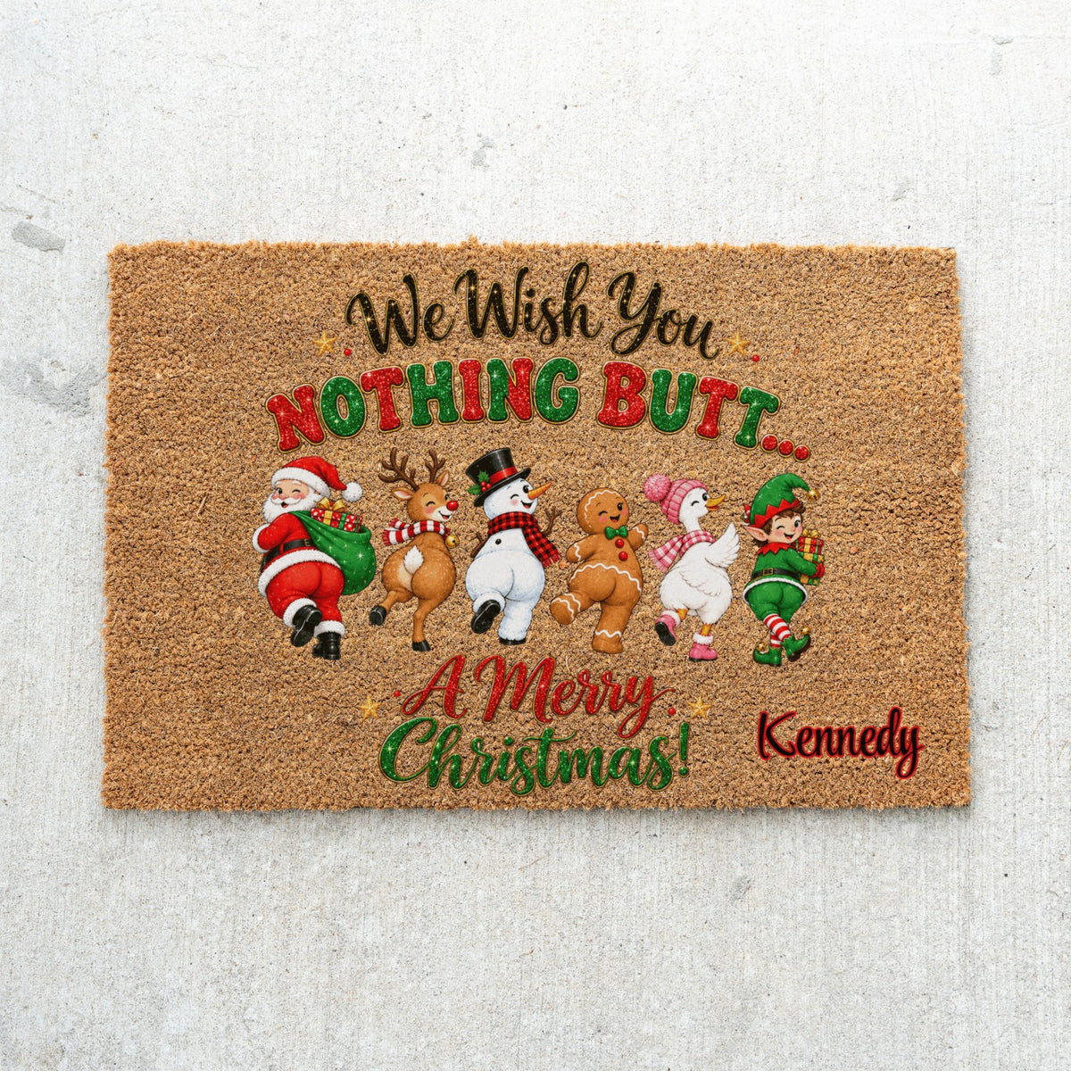 Nothing Butt Christmas Name Doormat