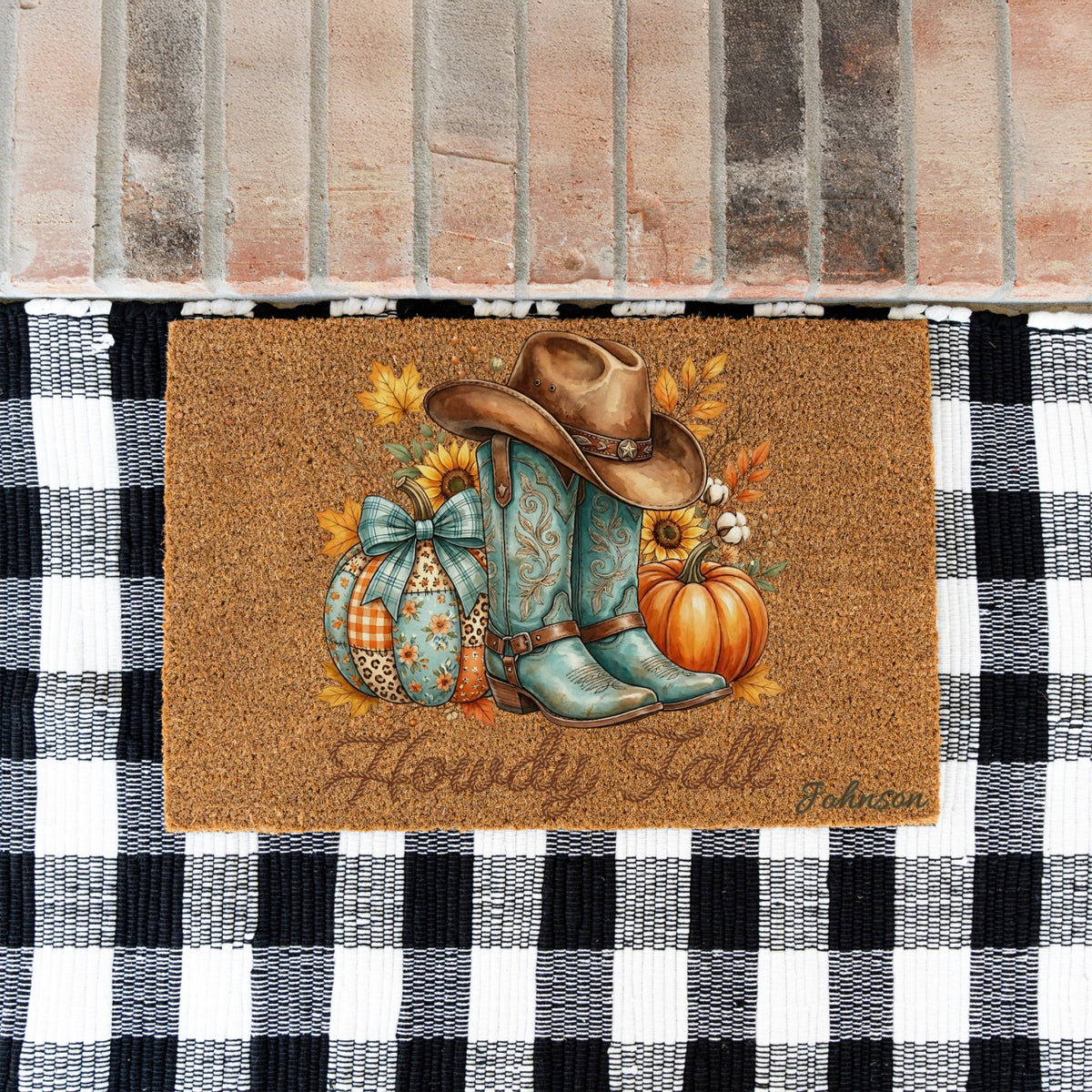 Howdy Fall Name UV Printed Doormat