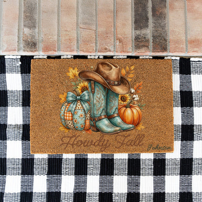 Howdy Fall Name UV Printed Doormat