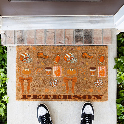 Fall Football Tis The Season Name UV Printed Doormat