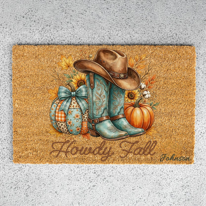 Howdy Fall Name UV Printed Doormat