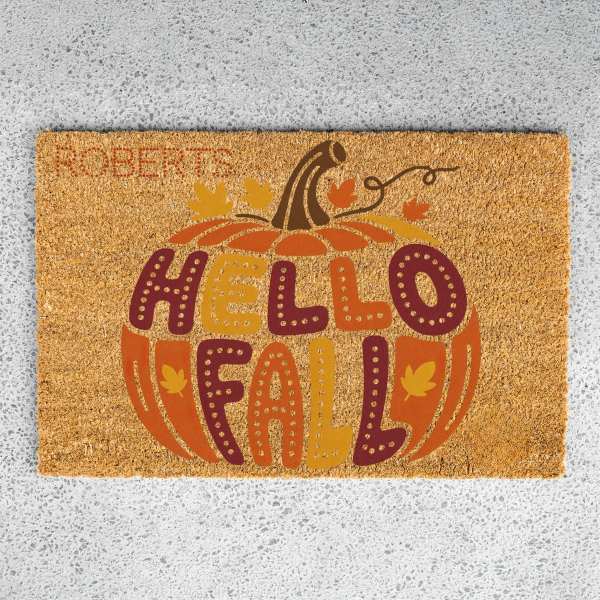 Hello Fall Pumpkin Name Doormat
