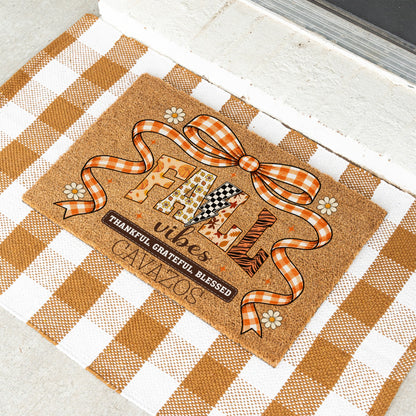 Fall Vibes Bow Name UV Printed Doormat