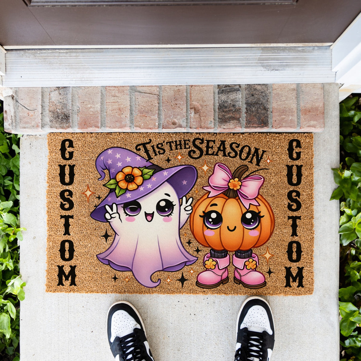 Tis The Season Ghost Pumpkin Names Doormat