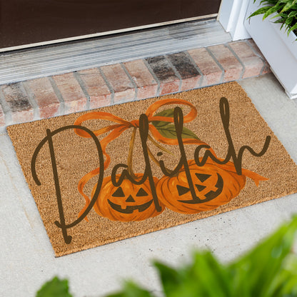 Pumpkin Cherries Name Doormat
