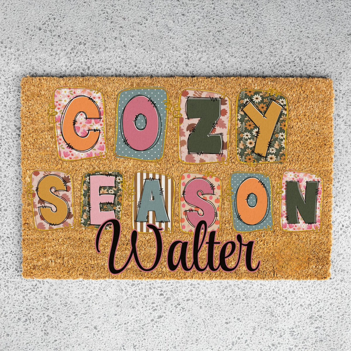 Cozy Season Scrap Name Doormat