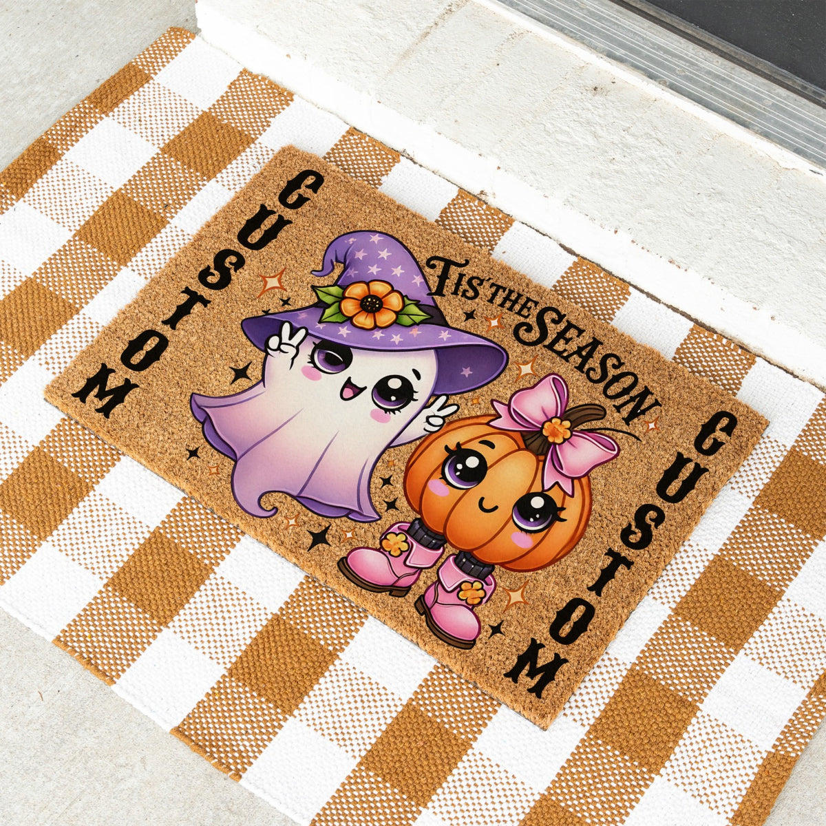 Tis The Season Ghost Pumpkin Names Doormat