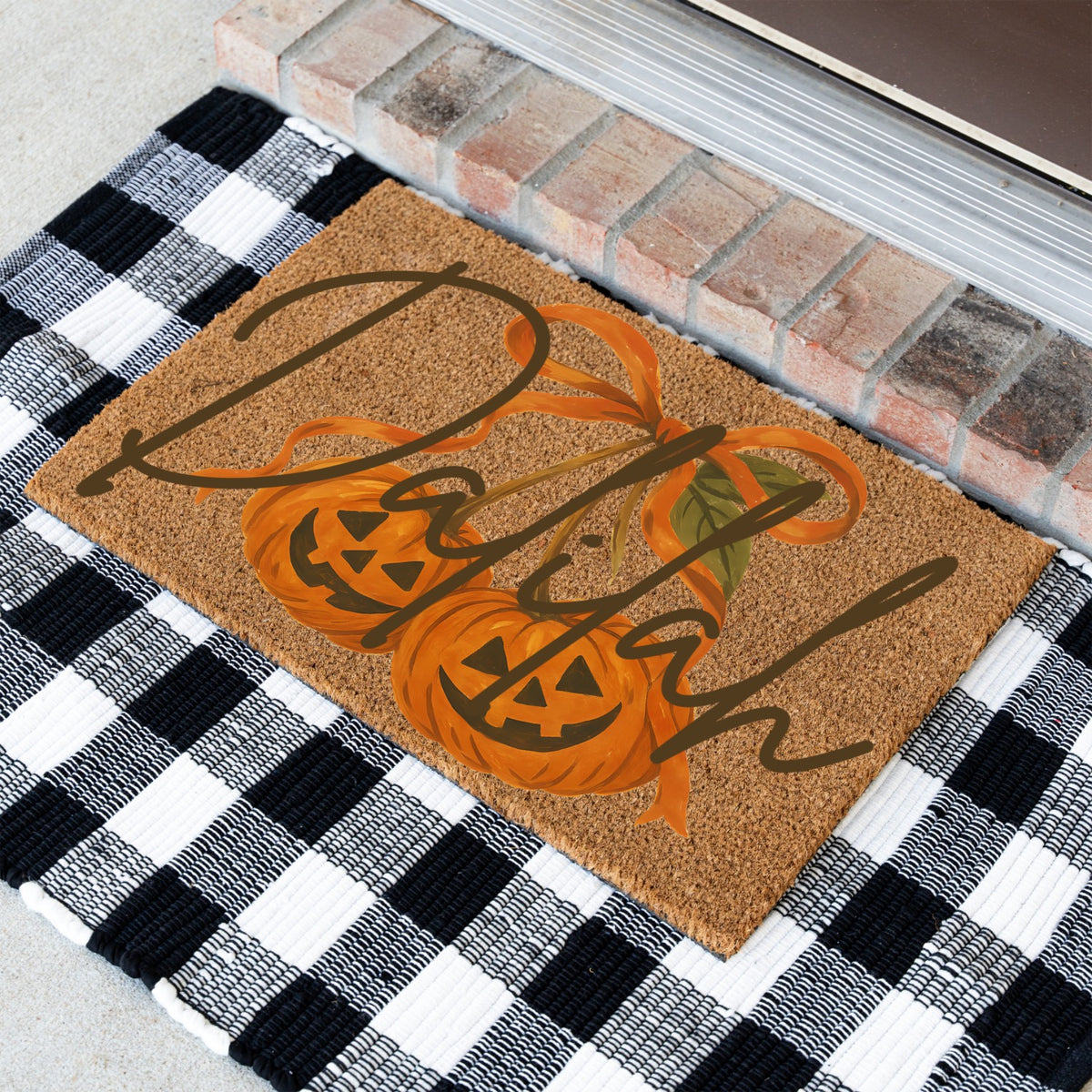 Pumpkin Cherries Name Doormat