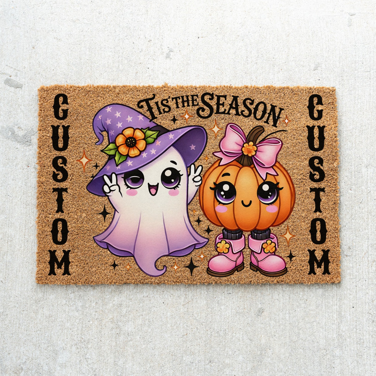 Tis The Season Ghost Pumpkin Names Doormat