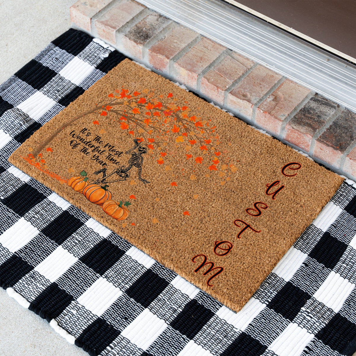 Wonderful Time Skeleton Name Doormat