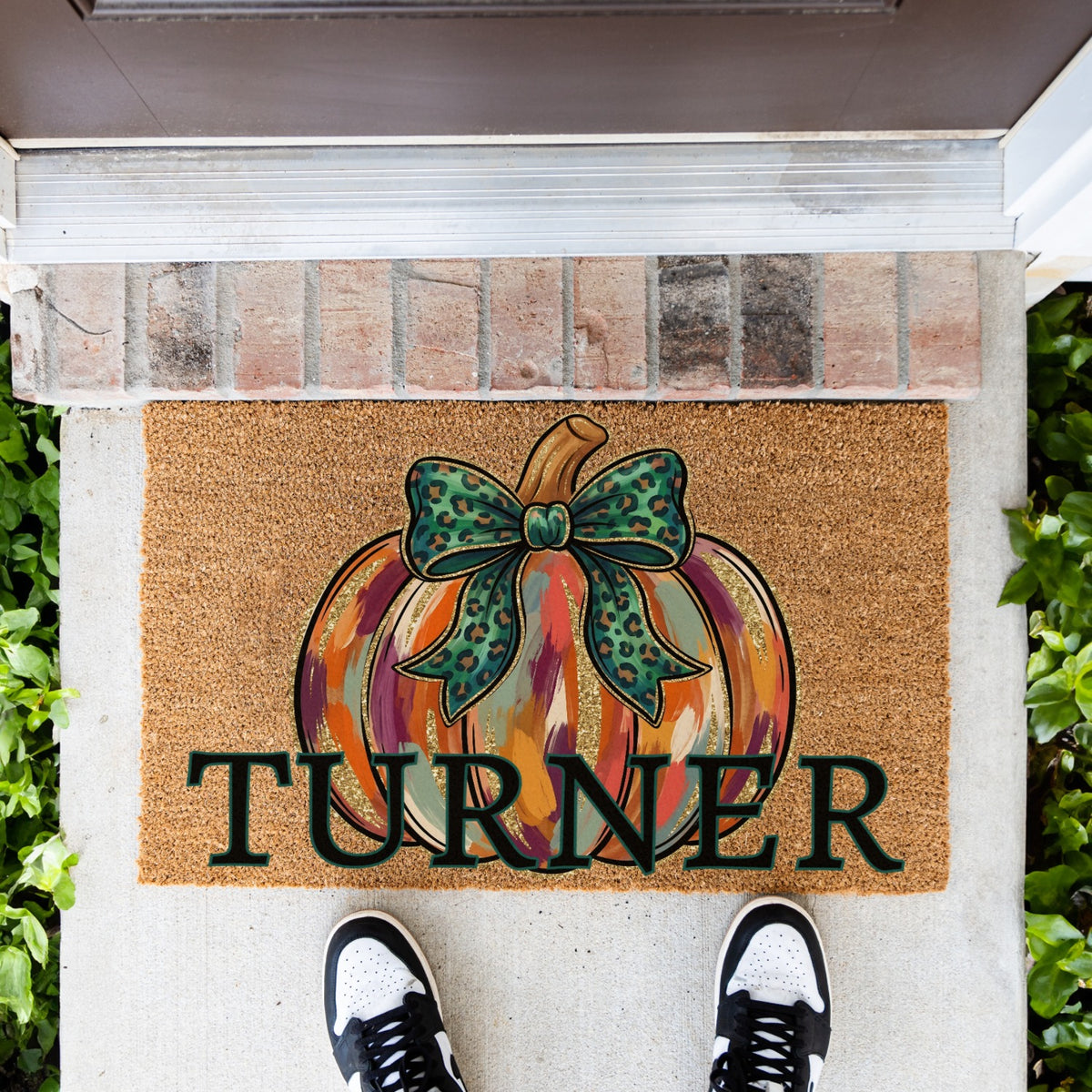 "Glitter" Pumpkin Name UV Printed Doormat