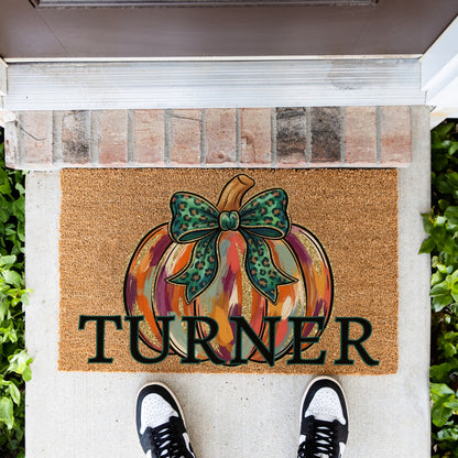 "Glitter" Pumpkin Name UV Printed Doormat