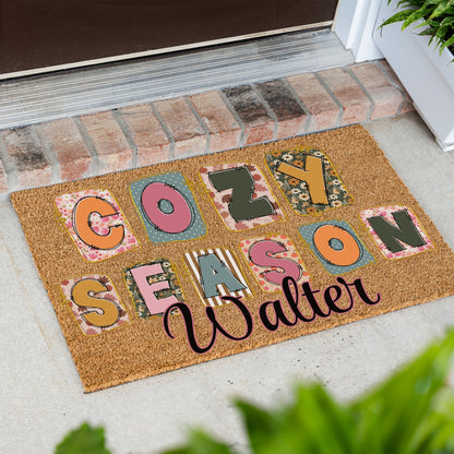 Cozy Season Scrap Name Doormat