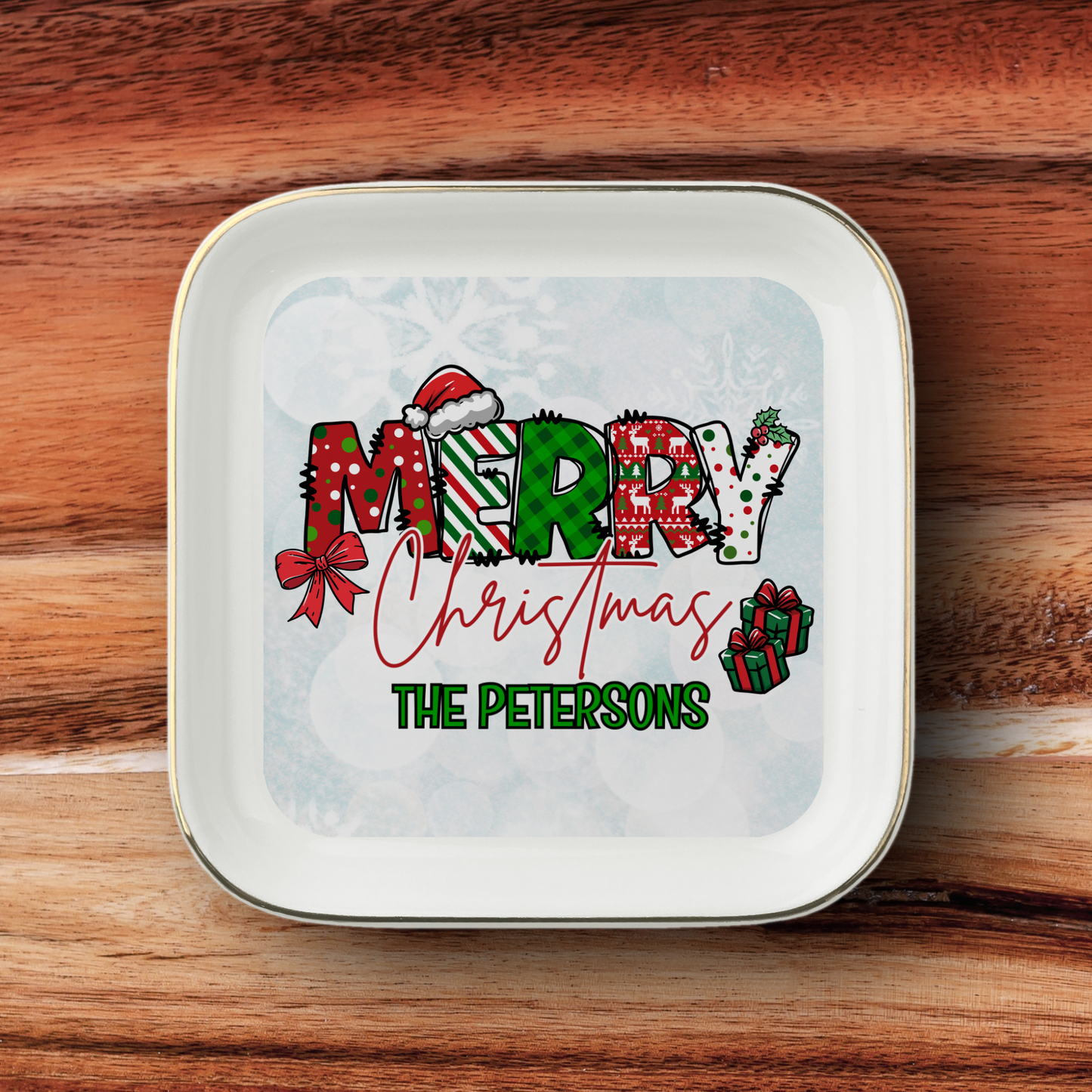 Merry Christmas Name Jewelry Dish
