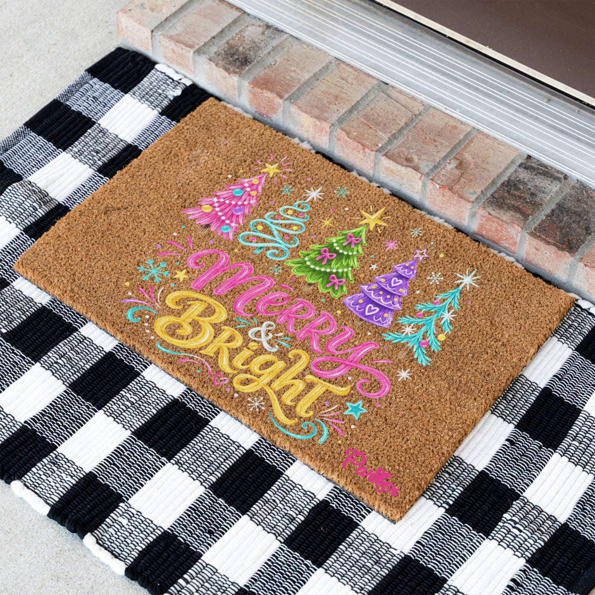 Merry & Bright Trees Name Doormats