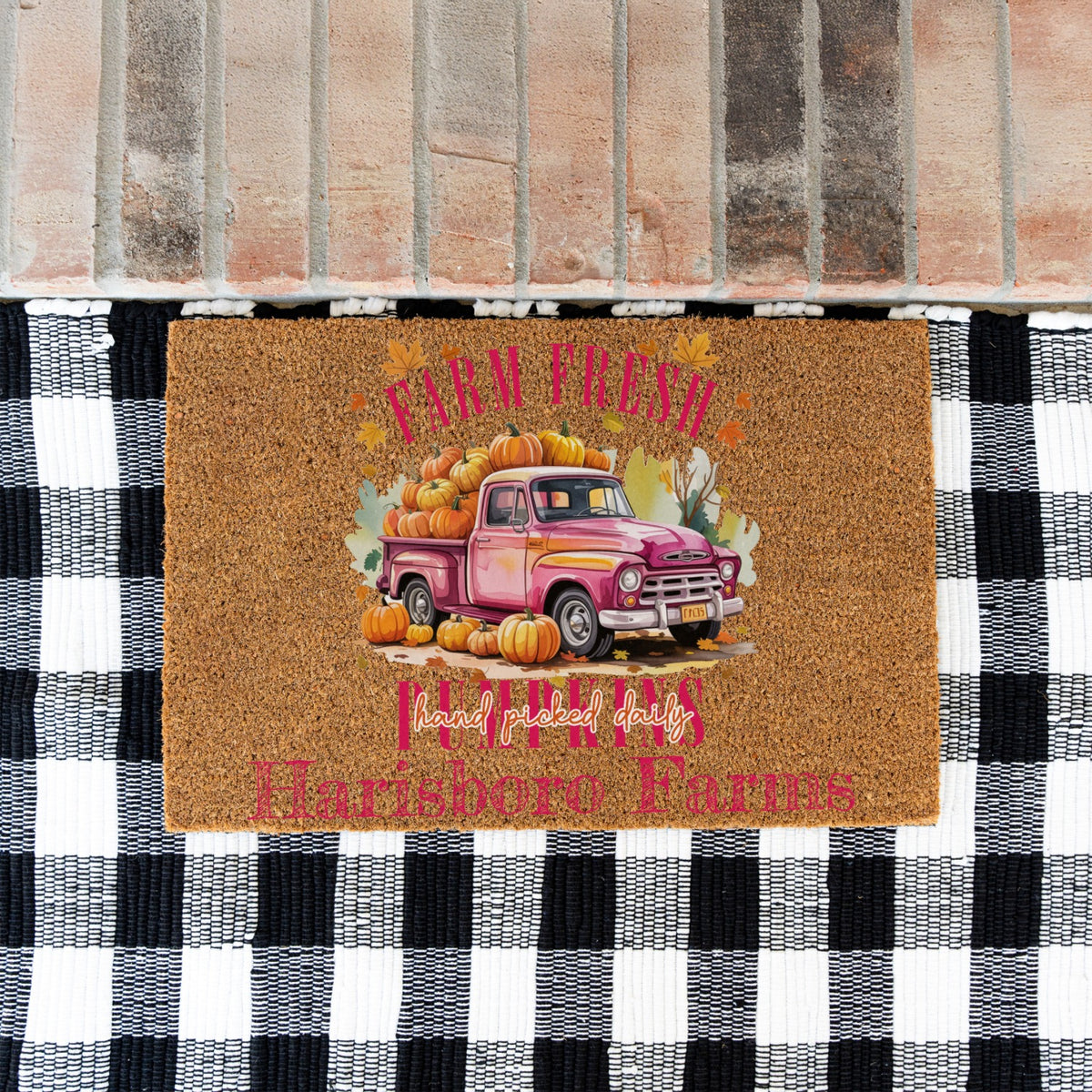 Farm Fresh Picked Pumpkin Name Doormat