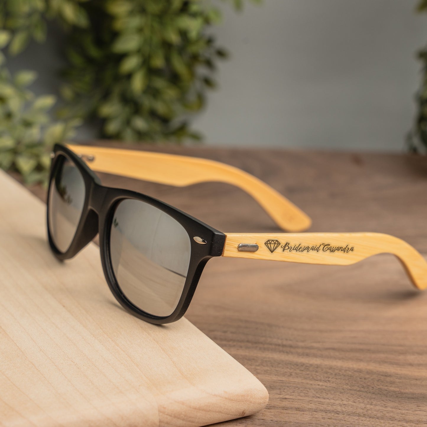 Wedding Party Bamboo Frame Sunglasses - Laser Engraved