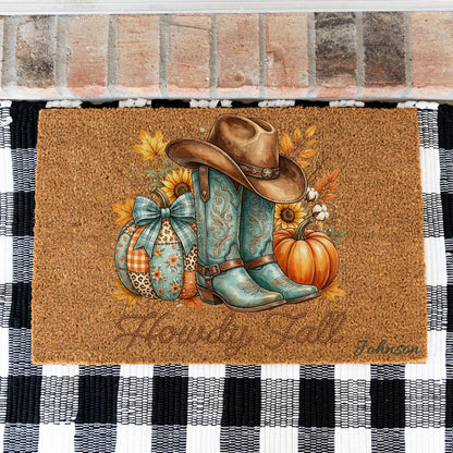 Howdy Fall Name UV Printed Doormat