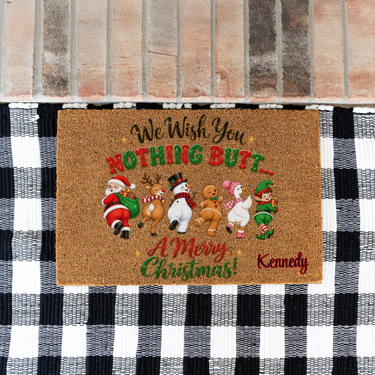 Nothing Butt Christmas Name Doormat