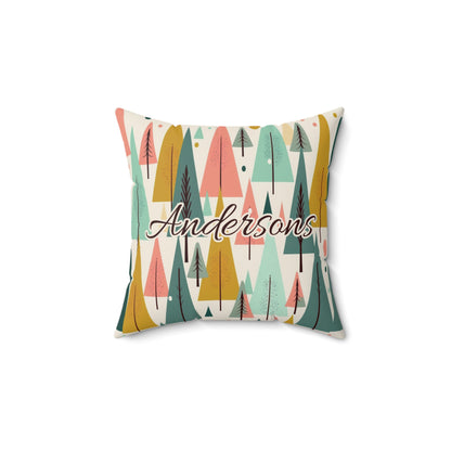 Colored Trees Faux Suede Square Pillowcase