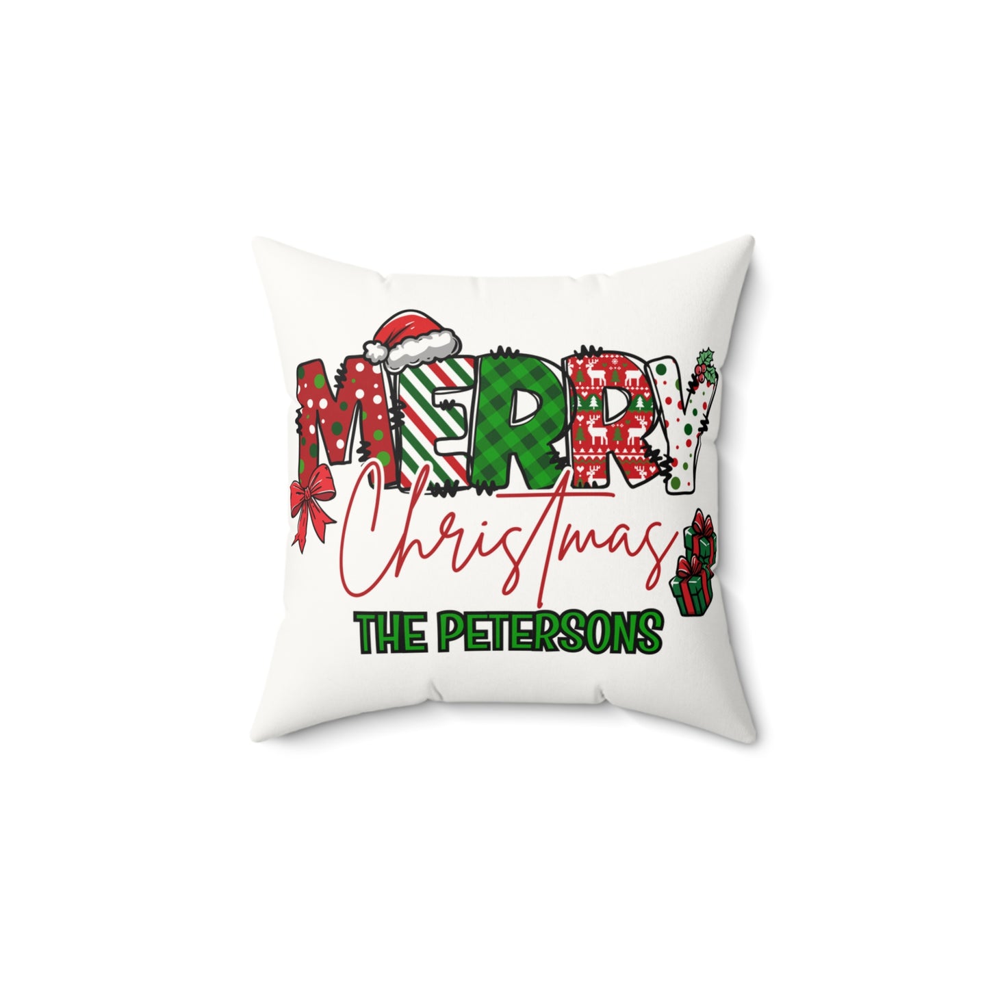Merry Christmas Name Square Pillow/Case