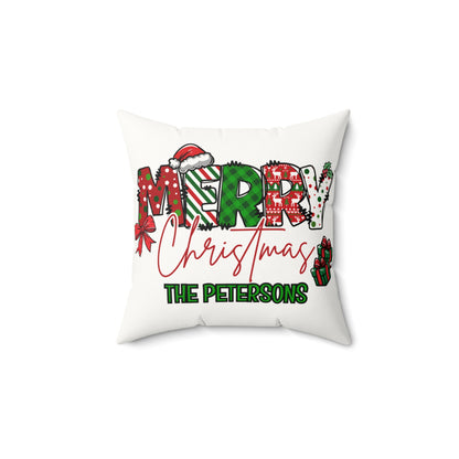 Merry Christmas Name Square Pillow/Case