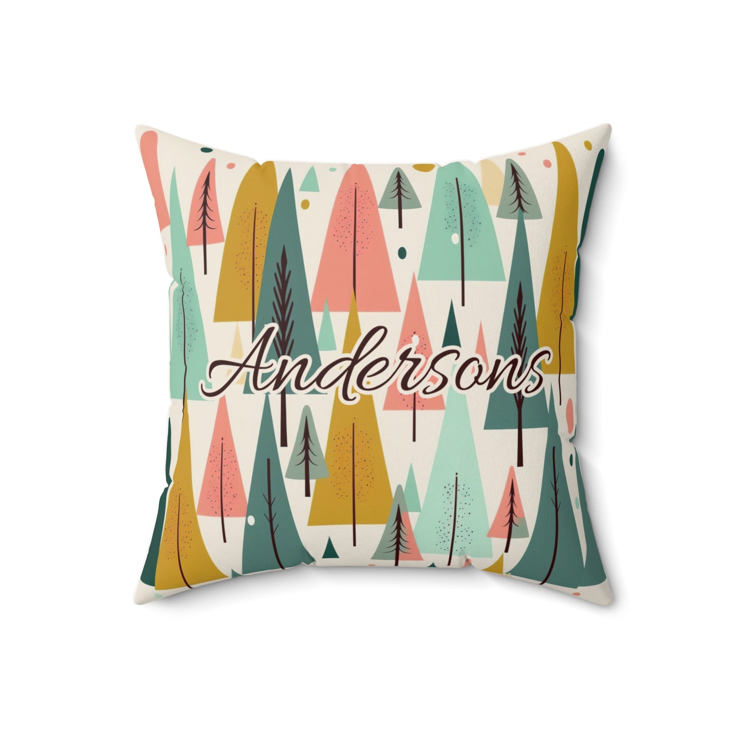 Colored Trees Faux Suede Square Pillowcase