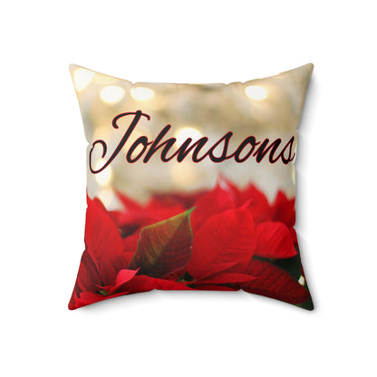 Poinsettias Name Faux Suede Square Pillow/Case