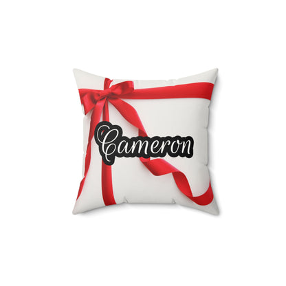 Red Bow Name Square Pillow/Case