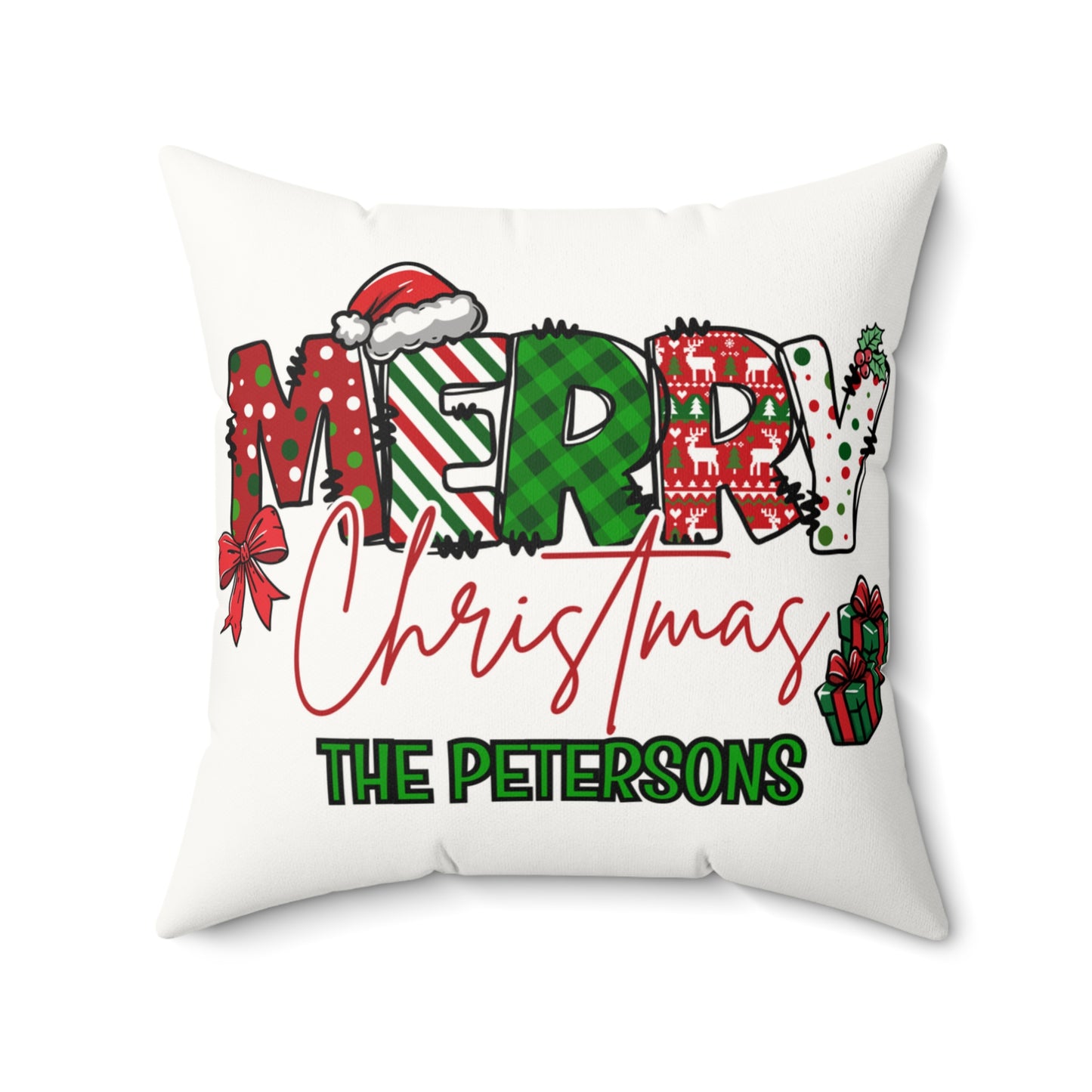 Merry Christmas Name Square Pillow/Case