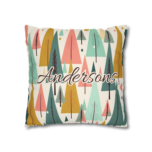 Colored Trees Faux Suede Square Pillowcase