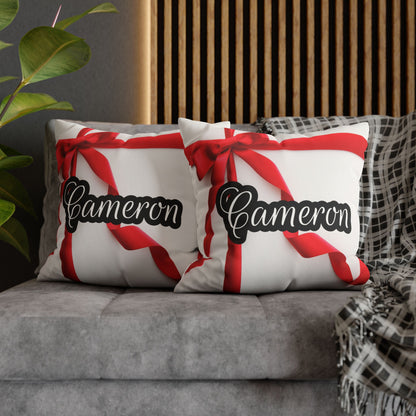 Red Bow Name Square Pillow/Case
