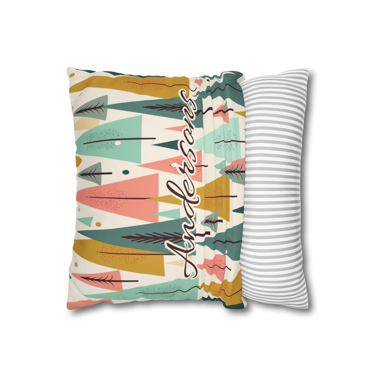 Colored Trees Faux Suede Square Pillowcase